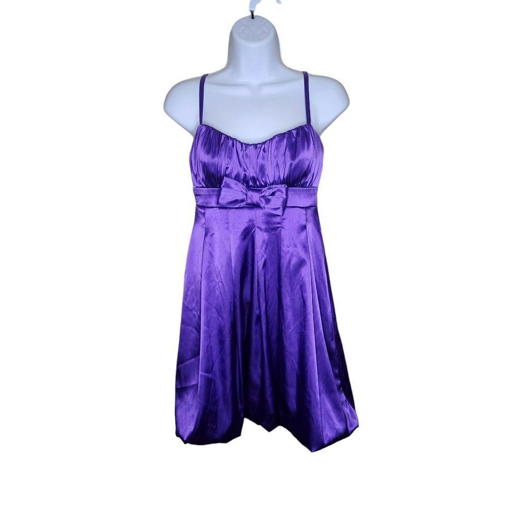 Vintage Y2K Bubble Dress Spaghetti Straps Womens Size S Purple